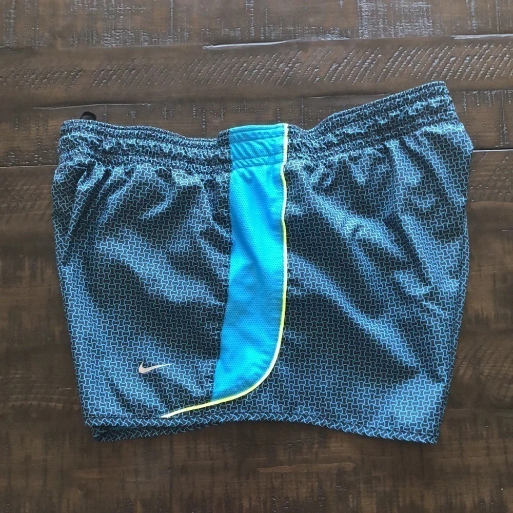 𝅺Nike Athletic Running Shorts Builtin Underwear Dry Fit Size M Gym Workout Blue